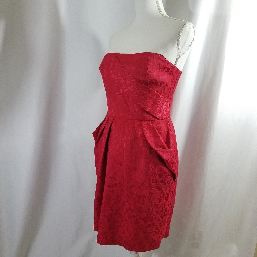 Max and Cleo Sophia Red Crimson Strapless Dress 4 NWT